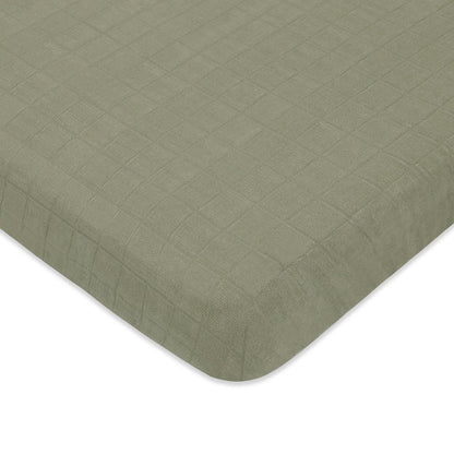 Babyletto Mini Crib Sheet in GOTS Certified Organic Muslin Cotton-Matcha - T29736MCA