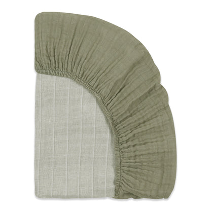 Babyletto Mini Crib Sheet in GOTS Certified Organic Muslin Cotton - Matcha - T29736MCA
