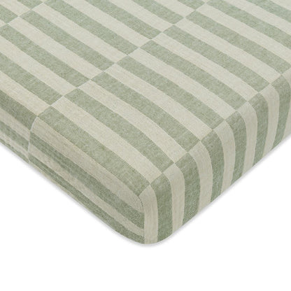 Babyletto Mini Crib Sheet in GOTS Certified Organic Muslin Cotton-Moss Stripe - T30536