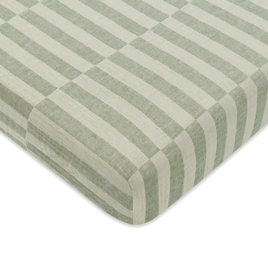 Babyletto Mini Crib Sheet in GOTS Certified Organic Muslin Cotton-Moss Stripe - T30536