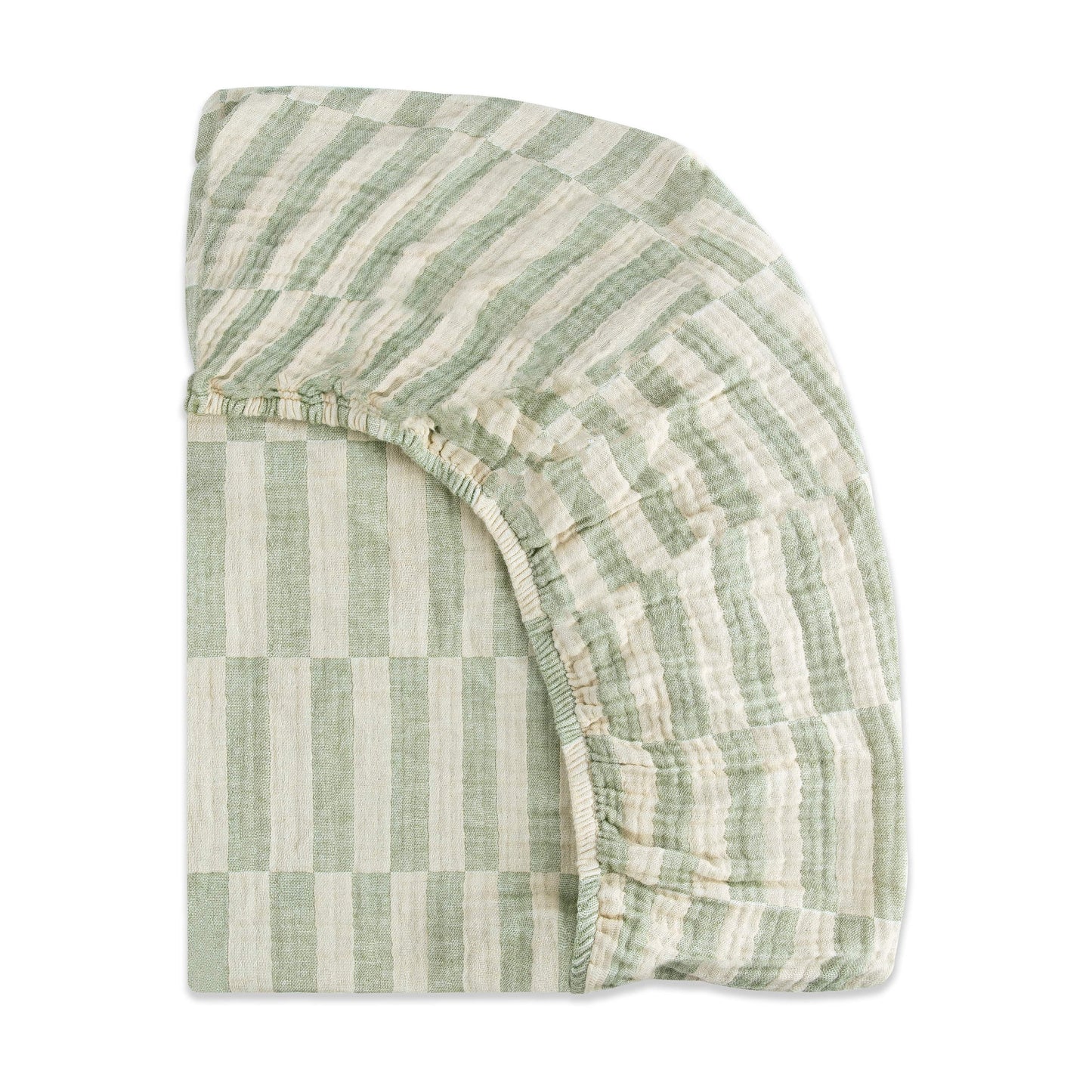 Babyletto Mini Crib Sheet in GOTS Certified Organic Muslin Cotton - Moss Stripe - T30536