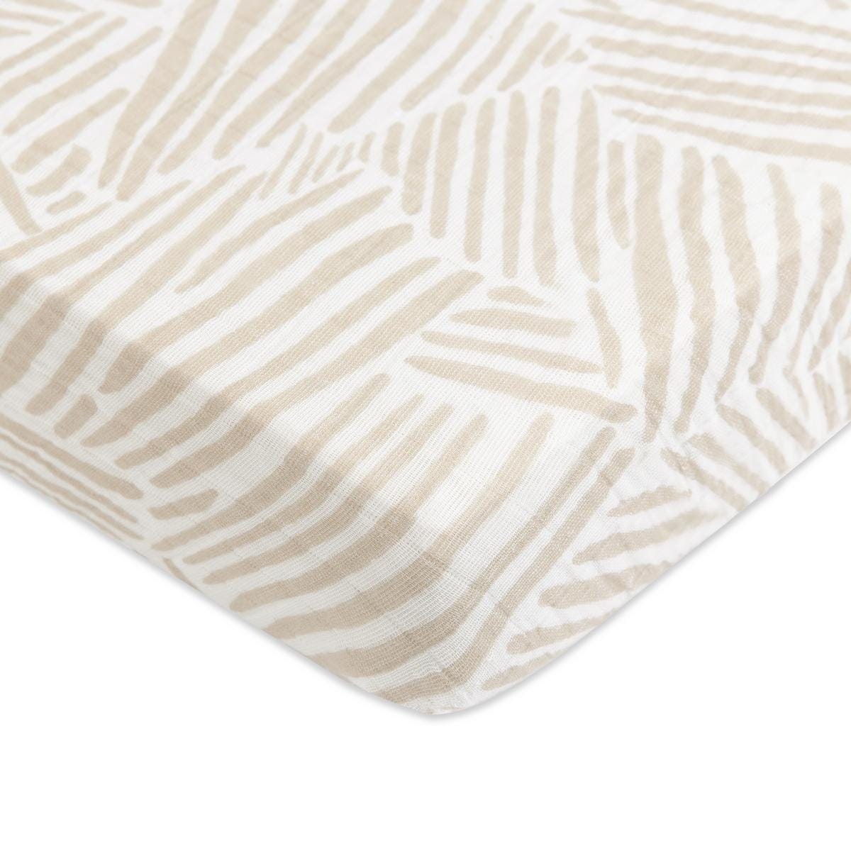 Babyletto Mini Crib Sheet in GOTS Certified Organic Muslin Cotton-Oat Stripe - T29236