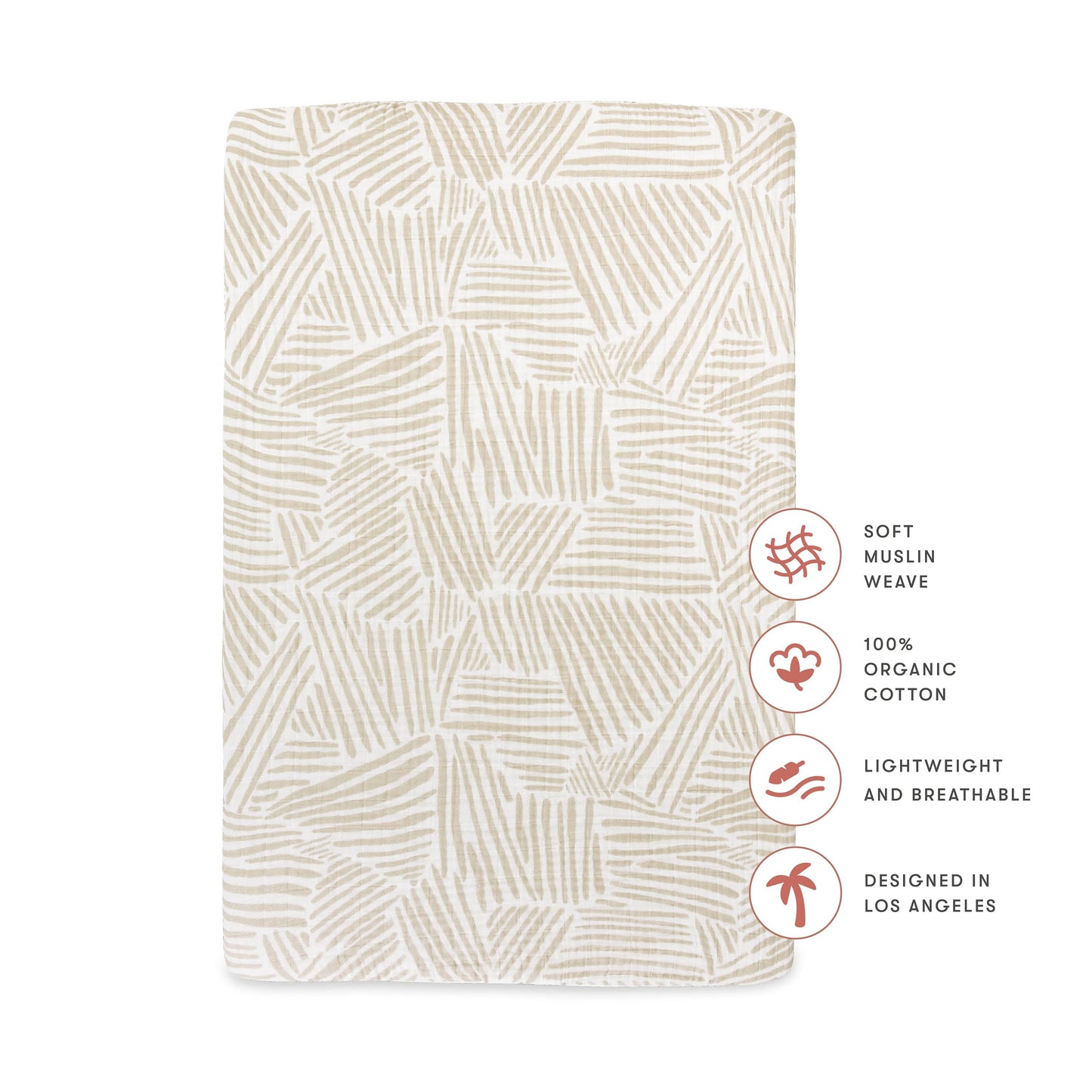 Babyletto Mini Crib Sheet in GOTS Certified Organic Muslin Cotton - Oat Stripe - T29236