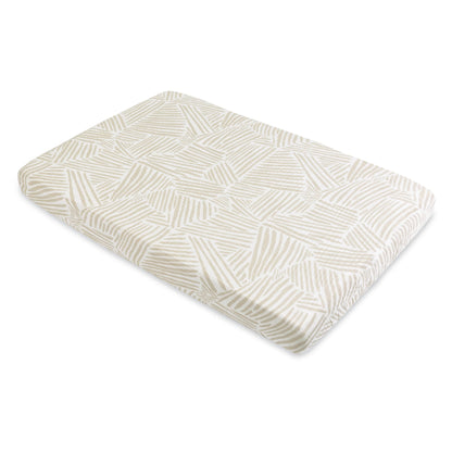 Babyletto Mini Crib Sheet in GOTS Certified Organic Muslin Cotton - Oat Stripe - T29236