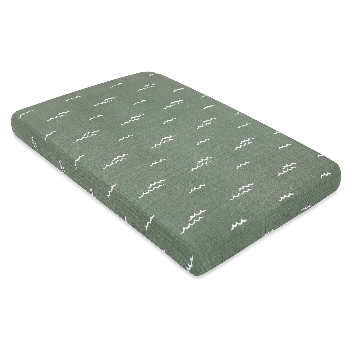 Babyletto Mini Crib Sheet in GOTS Certified Organic Muslin Cotton - Ocean Waves - T27136