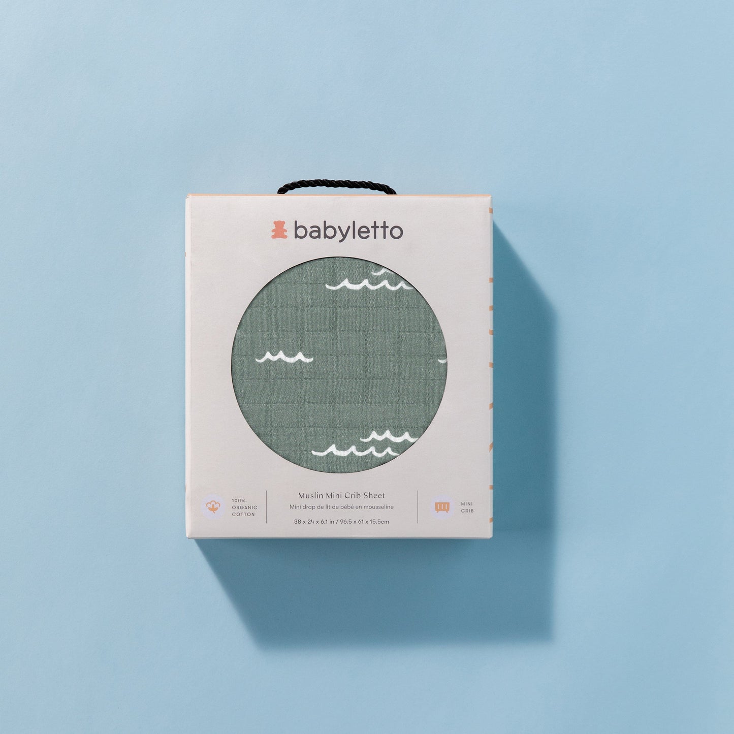 Babyletto Mini Crib Sheet in GOTS Certified Organic Muslin Cotton - Ocean Waves - T27136