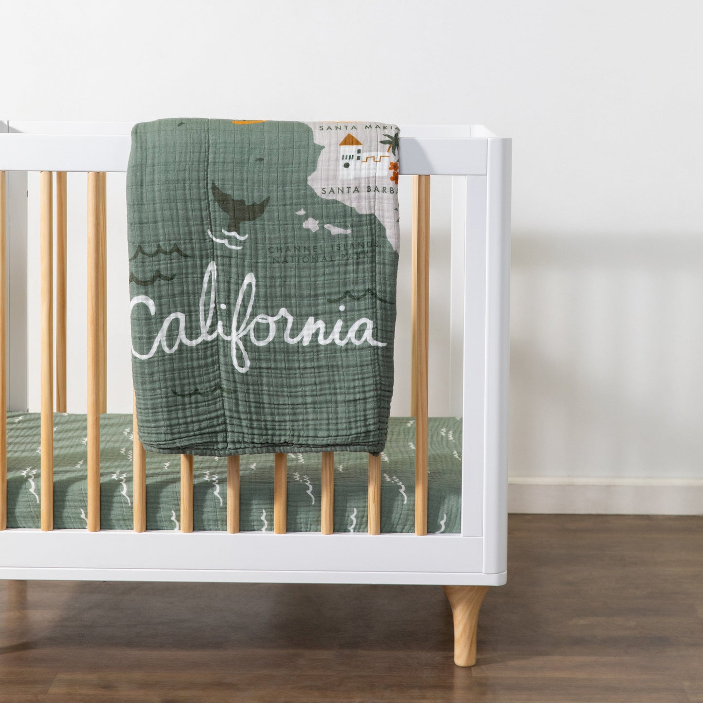 Babyletto Mini Crib Sheet in GOTS Certified Organic Muslin Cotton - Ocean Waves - T27136