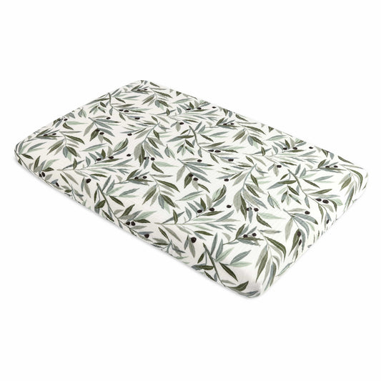 Babyletto Mini Crib Sheet in GOTS Certified Organic Muslin Cotton-Olive Branches - T28236