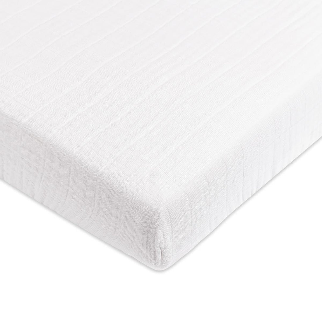 Babyletto Mini Crib Sheet in GOTS Certified Organic Muslin Cotton-White - T29436