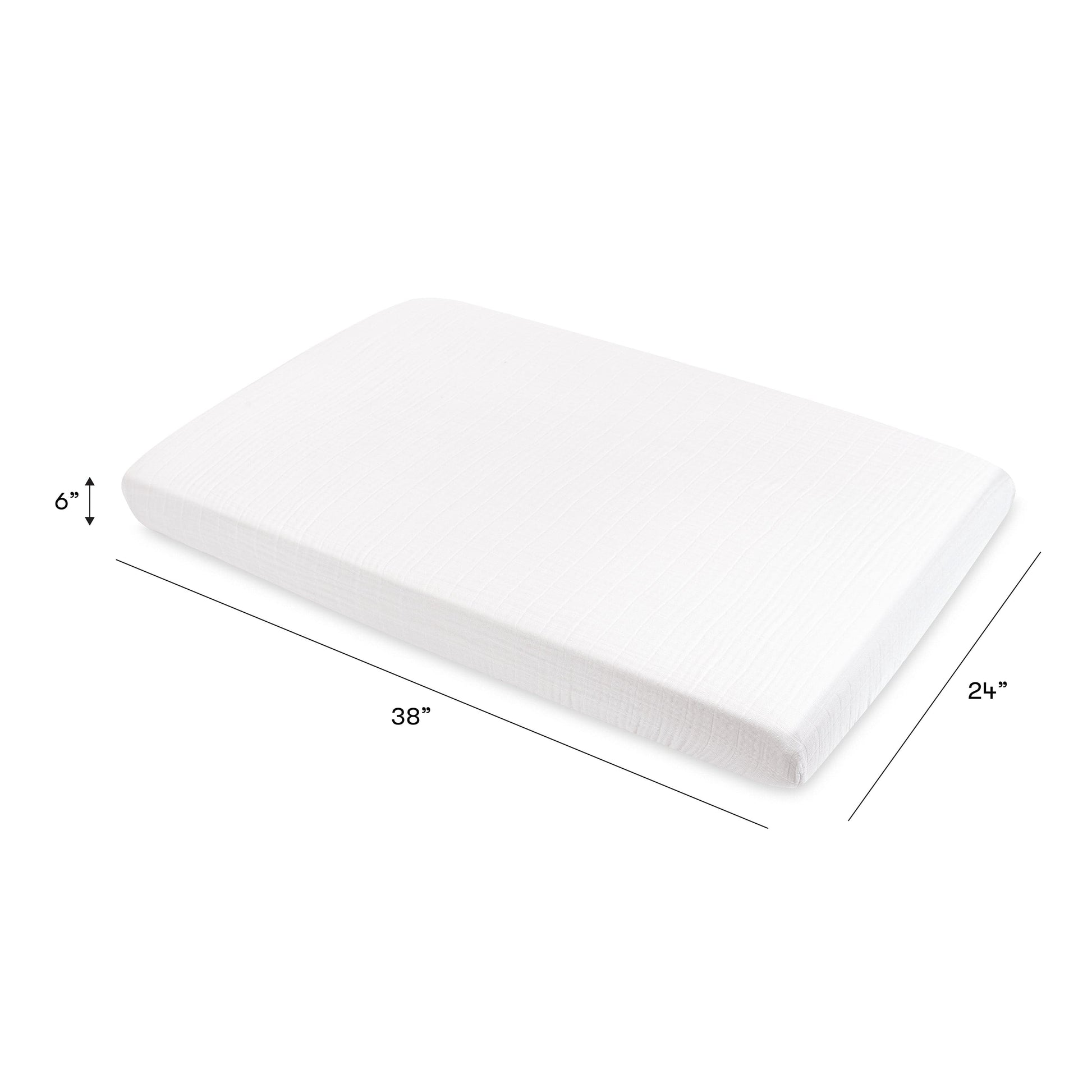 Babyletto Mini Crib Sheet in GOTS Certified Organic Muslin Cotton - White - T29436