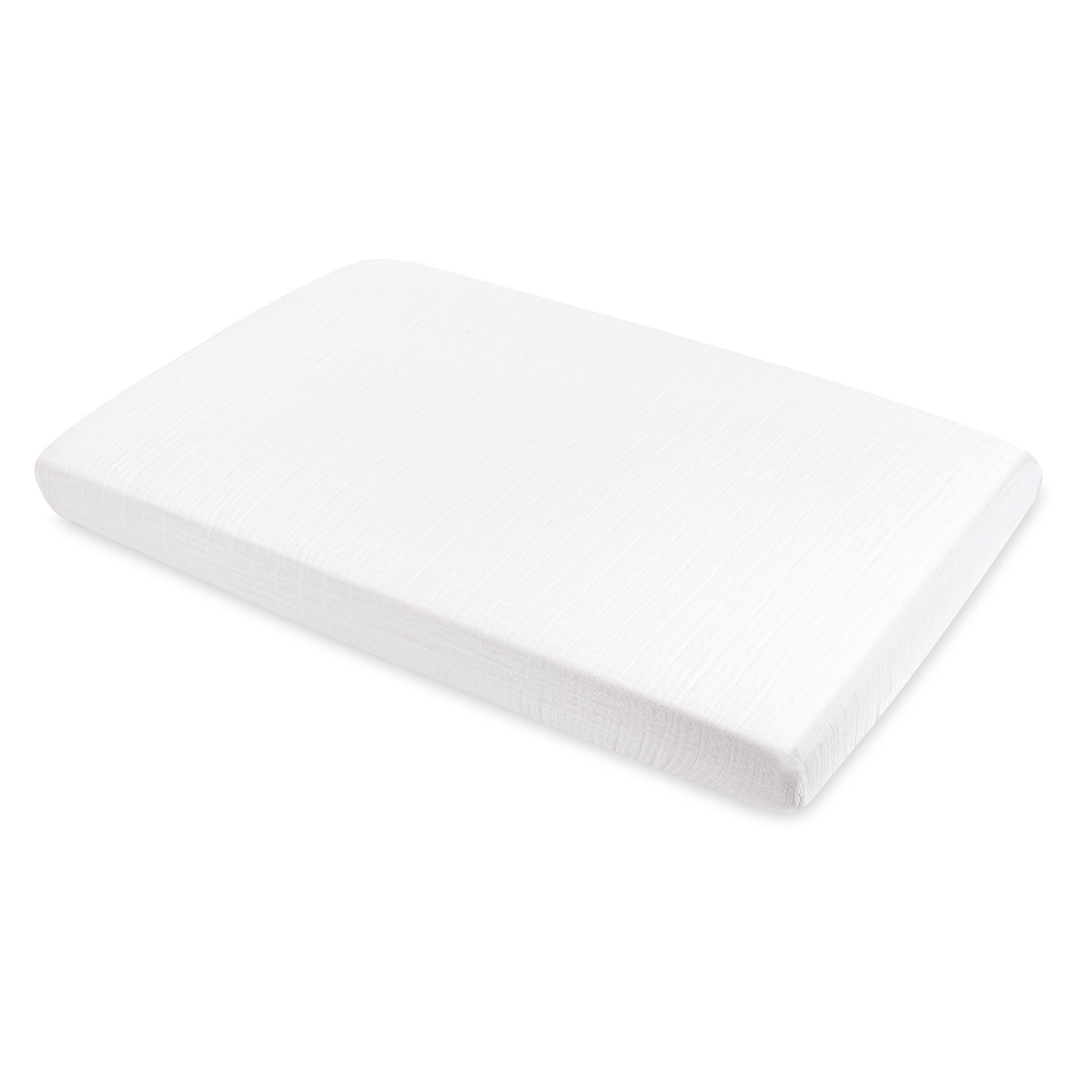 Babyletto Mini Crib Sheet in GOTS Certified Organic Muslin Cotton - White - T29436