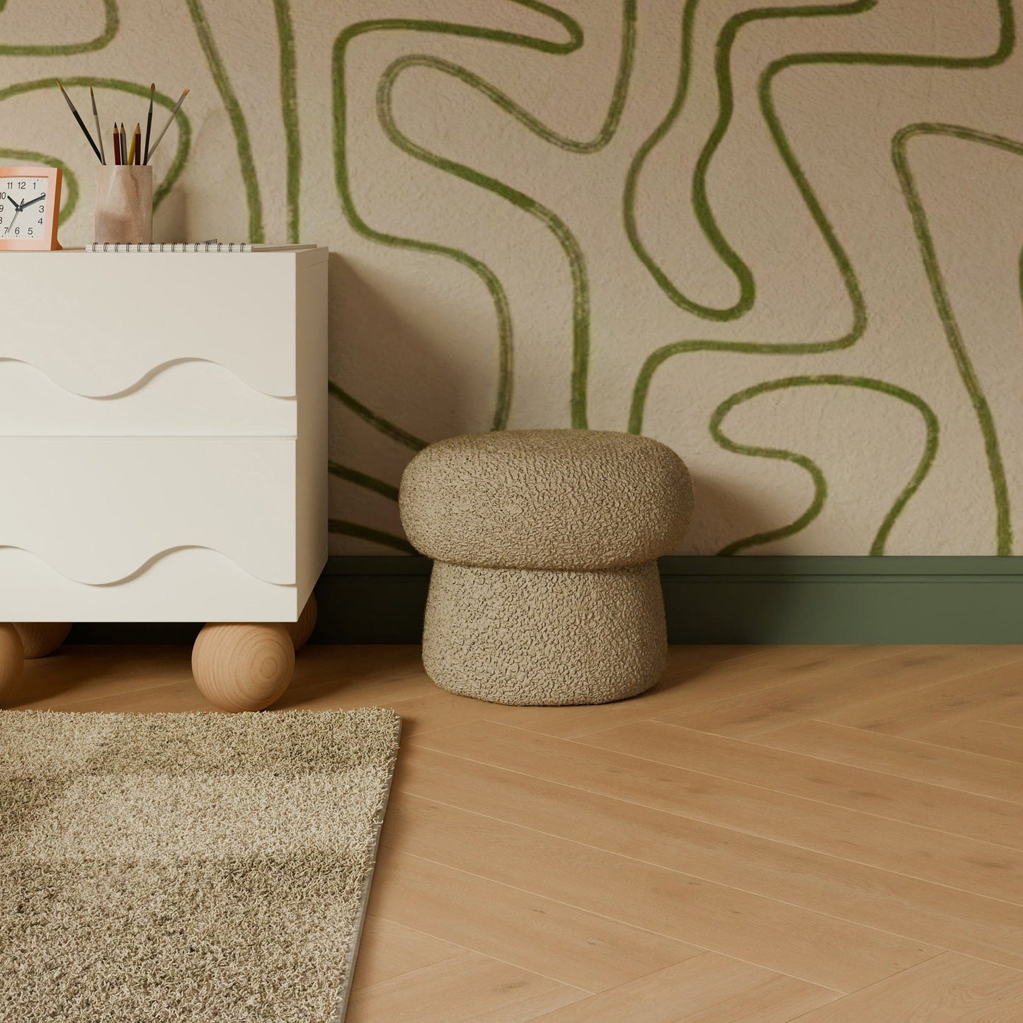 Babyletto Mini Mushroom Pouf - Latte Teddy Loop - M31585LT