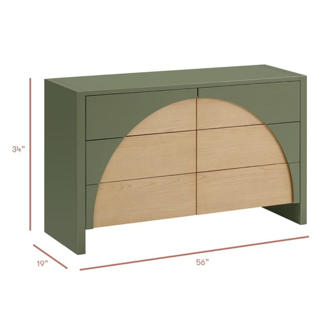 Babyletto Moab 6-Drawer Assembled Dresser - Olive / Ash - M30216OLSH