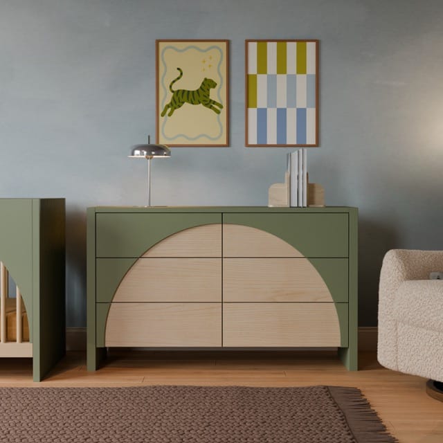 Babyletto Moab 6-Drawer Assembled Dresser - Olive / Ash - M30216OLSH