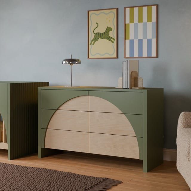 Babyletto Moab 6-Drawer Assembled Dresser - Olive / Ash - M30216OLSH