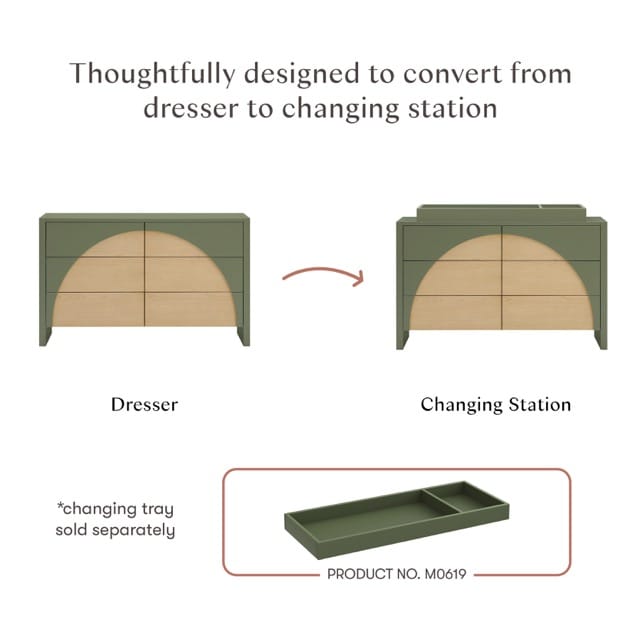 Babyletto Moab 6-Drawer Assembled Dresser - Olive / Ash - M30216OLSH