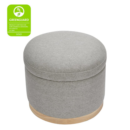 Babyletto Naka Storage Ottoman - Performance Grey Eco-Weave w/ Light Wood Base - M22885PGEWLB