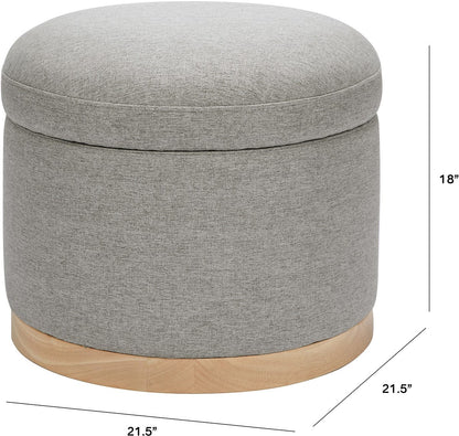 Babyletto Naka Storage Ottoman - Performance Grey Eco-Weave w/ Light Wood Base - M22885PGEWLB