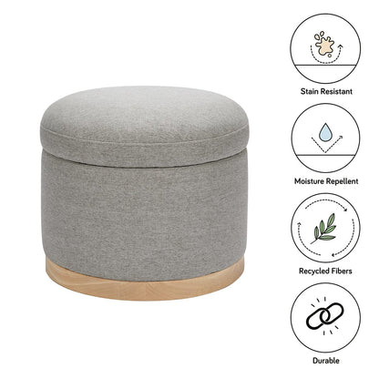 Babyletto Naka Storage Ottoman - Performance Grey Eco-Weave w/ Light Wood Base - M22885PGEWLB