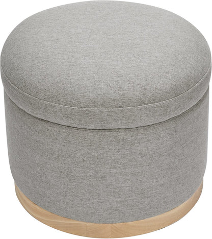 Babyletto Naka Storage Ottoman - Performance Grey Eco-Weave w/ Light Wood Base - M22885PGEWLB