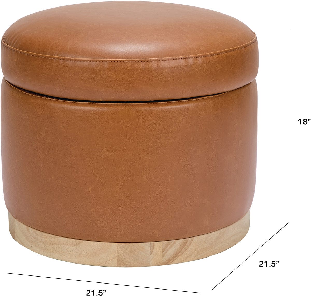 Babyletto Naka Storage Ottoman - Vegan Tan Leather w/ Light Wood Base - M22885TANLB