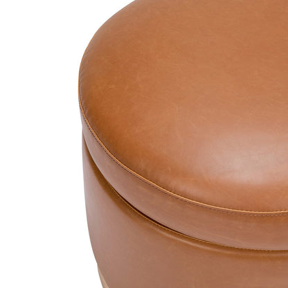 Babyletto Naka Storage Ottoman - Vegan Tan Leather w/ Light Wood Base - M22885TANLB