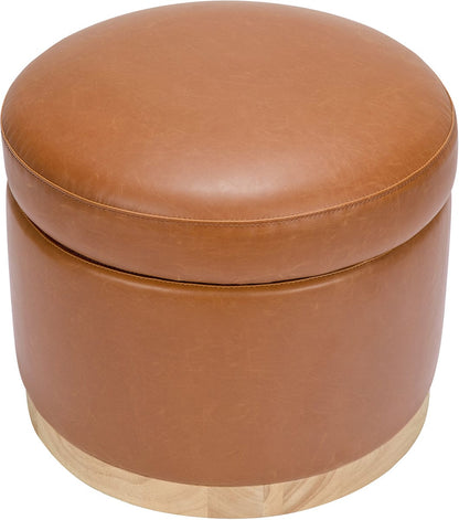 Babyletto Naka Storage Ottoman - Vegan Tan Leather w/ Light Wood Base - M22885TANLB