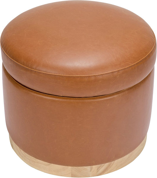 Babyletto Naka Storage Ottoman - Vegan Tan Leather w/ Light Wood Base - M22885TANLB