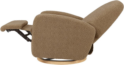 Babyletto Nami Electronic Swivel Glider Recliner w/ USB - Cortado Shearling w/ Light Wood Base - M23188CTSLB
