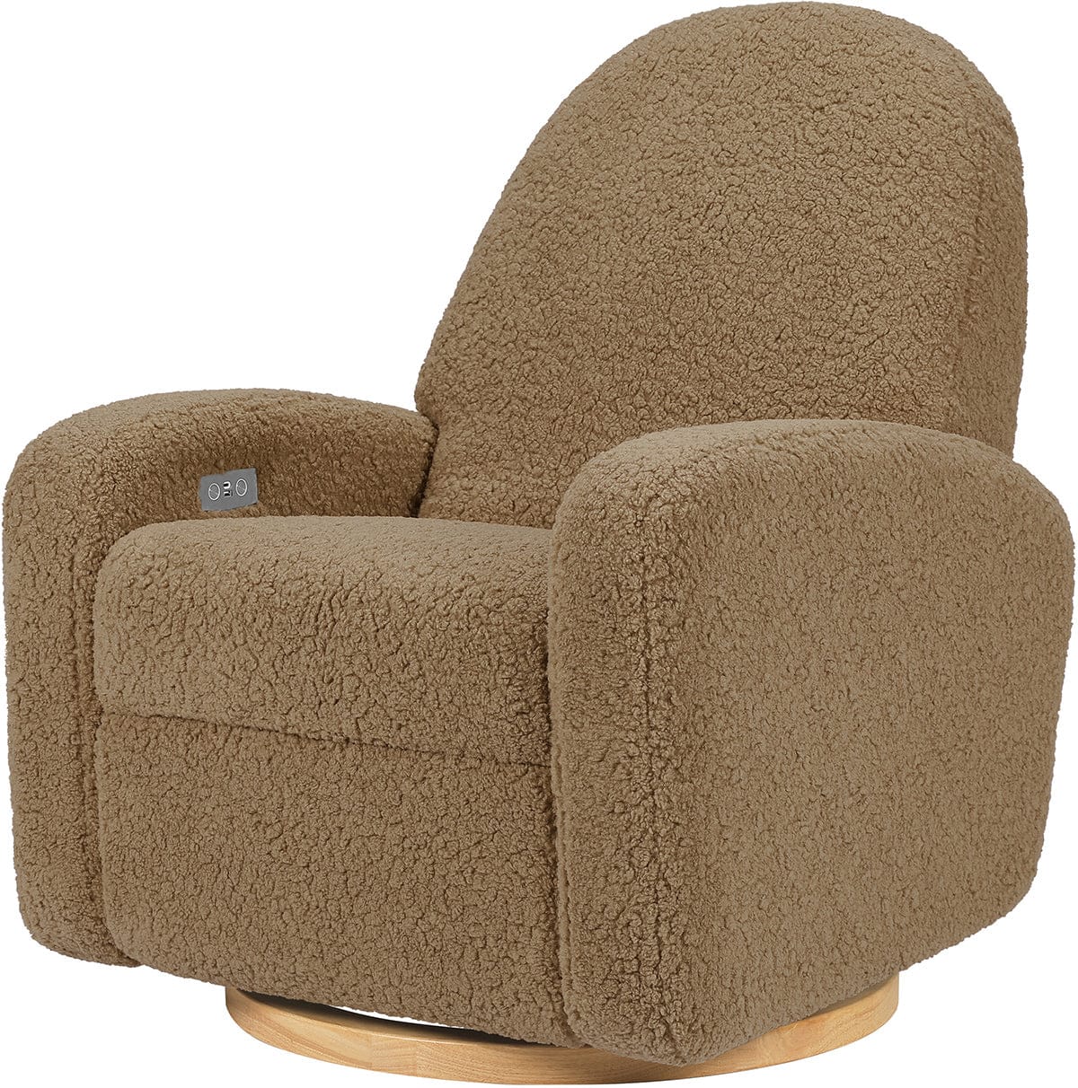 Babyletto Nami Electronic Swivel Glider Recliner w/ USB - Cortado Shearling w/ Light Wood Base - M23188CTSLB