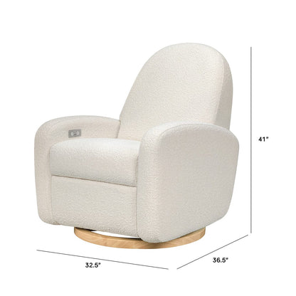Babyletto Nami Electronic Swivel Glider Recliner w/ USB - Ivory Boucle w/ Light Wood Base - M23188WBLB