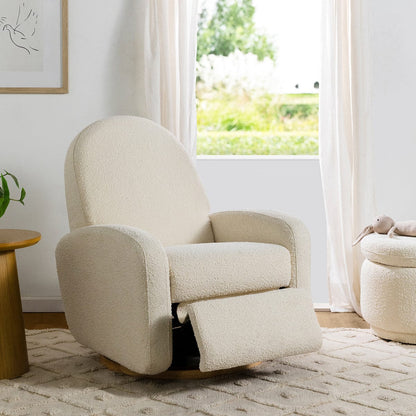 Babyletto Nami Electronic Swivel Glider Recliner w/ USB - Ivory Boucle w/ Light Wood Base - M23188WBLB
