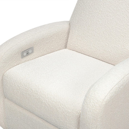 Babyletto Nami Electronic Swivel Glider Recliner w/ USB - Ivory Boucle w/ Light Wood Base - M23188WBLB