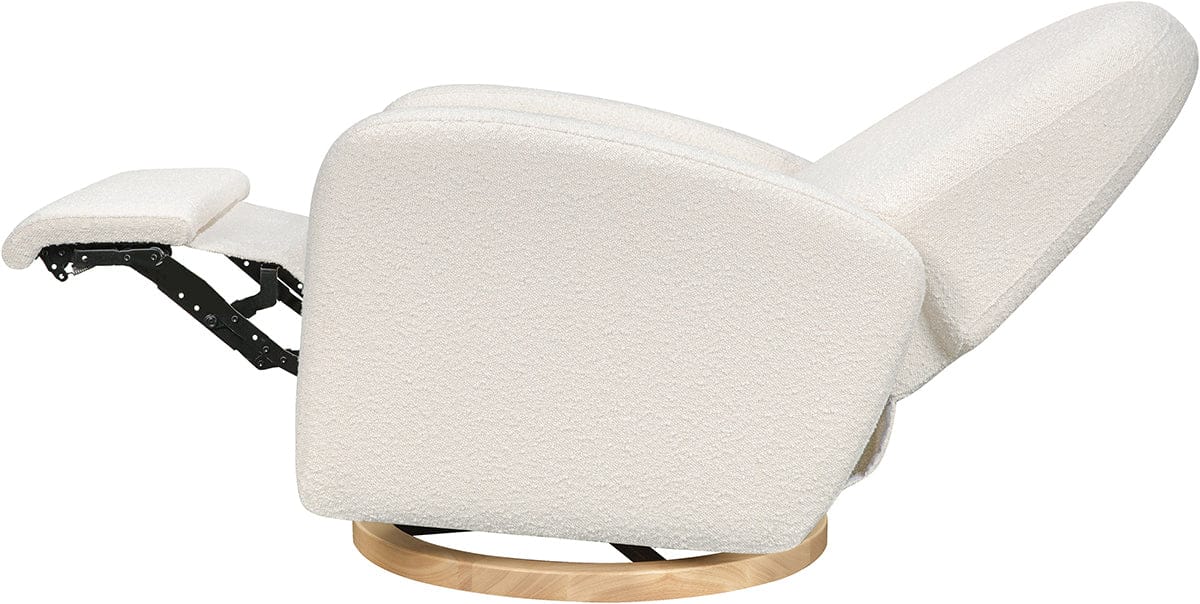 Babyletto Nami Electronic Swivel Glider Recliner w/ USB - Ivory Boucle w/ Light Wood Base - M23188WBLB
