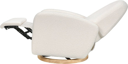 Babyletto Nami Electronic Swivel Glider Recliner w/ USB - Ivory Boucle w/ Light Wood Base - M23188WBLB