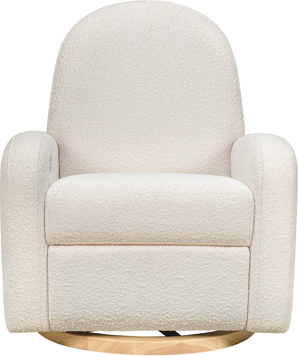Babyletto Nami Electronic Swivel Glider Recliner w/ USB - Ivory Boucle w/ Light Wood Base - M23188WBLB