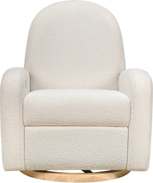 Babyletto Nami Electronic Swivel Glider Recliner w/ USB - Ivory Boucle w/ Light Wood Base - M23188WBLB