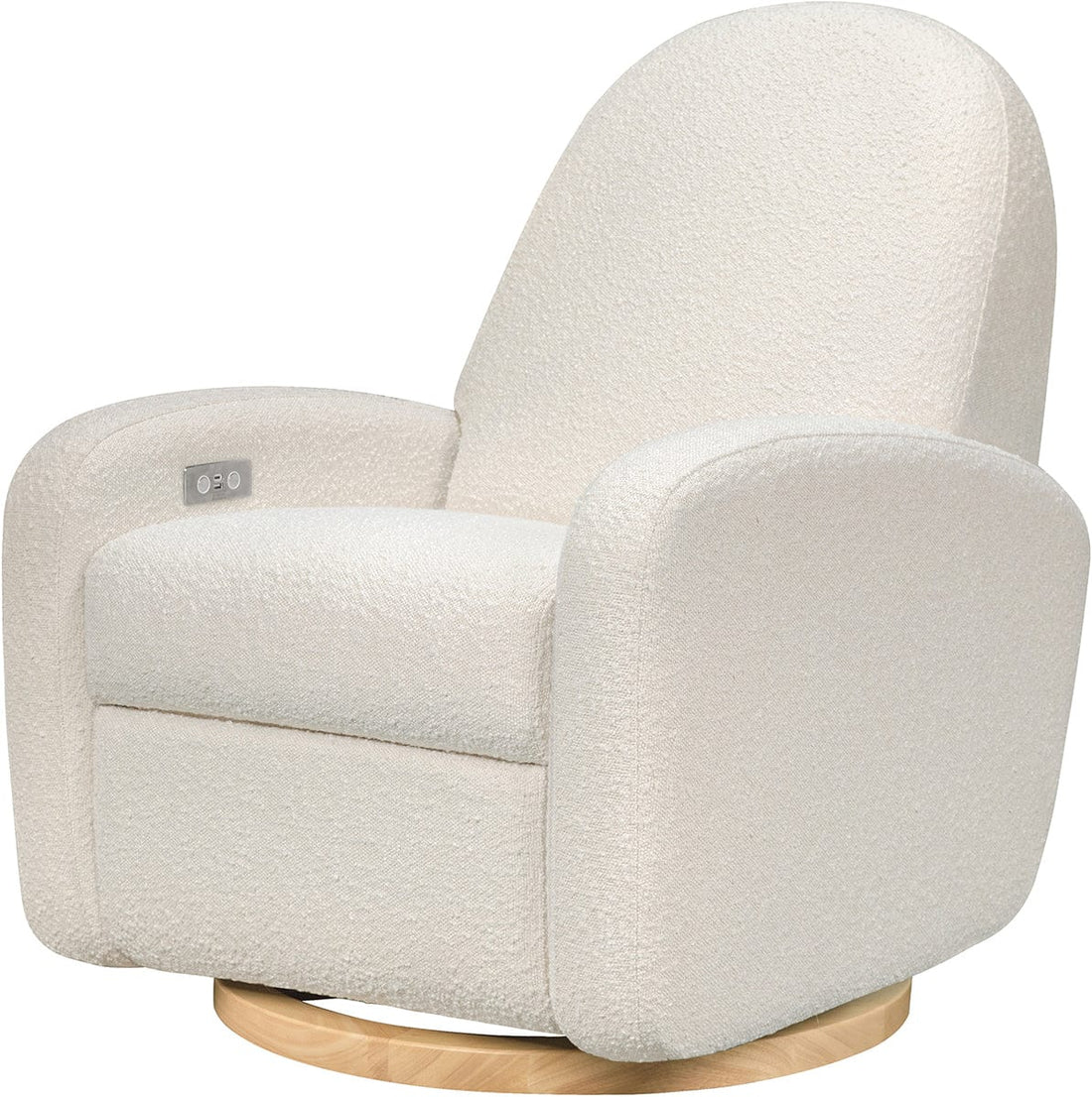 Babyletto Nami Electronic Swivel Glider Recliner w/ USB - Ivory Boucle w/ Light Wood Base - M23188WBLB