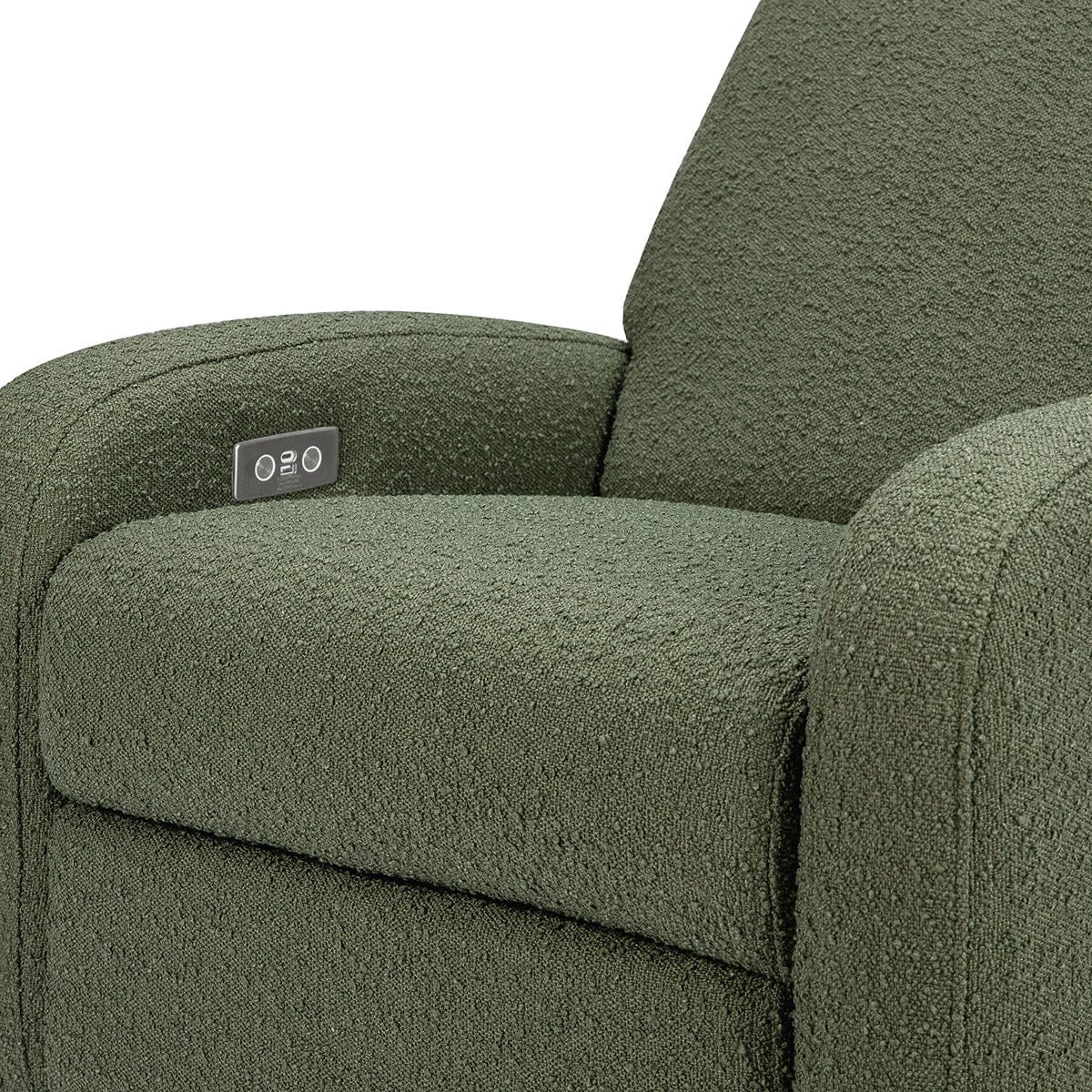 Babyletto Nami Electronic Swivel Glider Recliner w/ USB - Olive Boucle w/ Light Wood Base - M23188OBLB