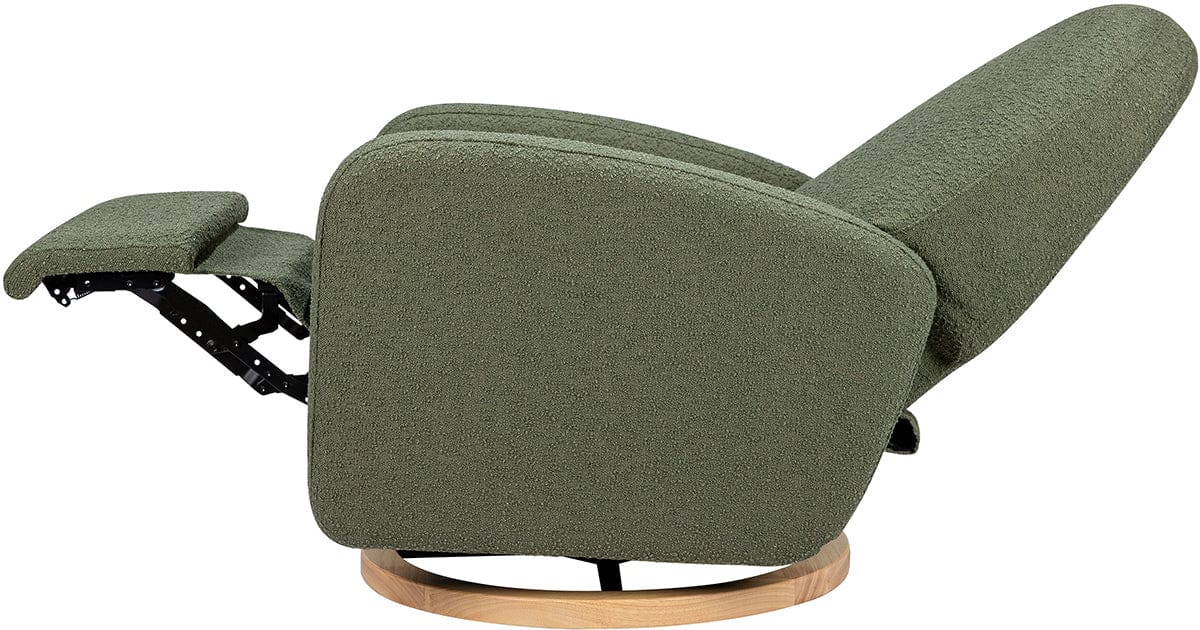 Babyletto Nami Electronic Swivel Glider Recliner w/ USB - Olive Boucle w/ Light Wood Base - M23188OBLB