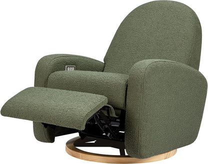 Babyletto Nami Electronic Swivel Glider Recliner w/ USB - Olive Boucle w/ Light Wood Base - M23188OBLB