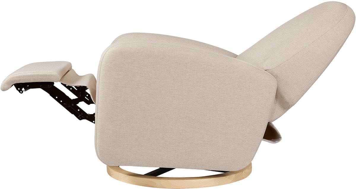 Babyletto Nami Electronic Swivel Glider Recliner w/ USB - Performance Beach Eco-Weave w/ Light Wood Base - M23188PBEWLB