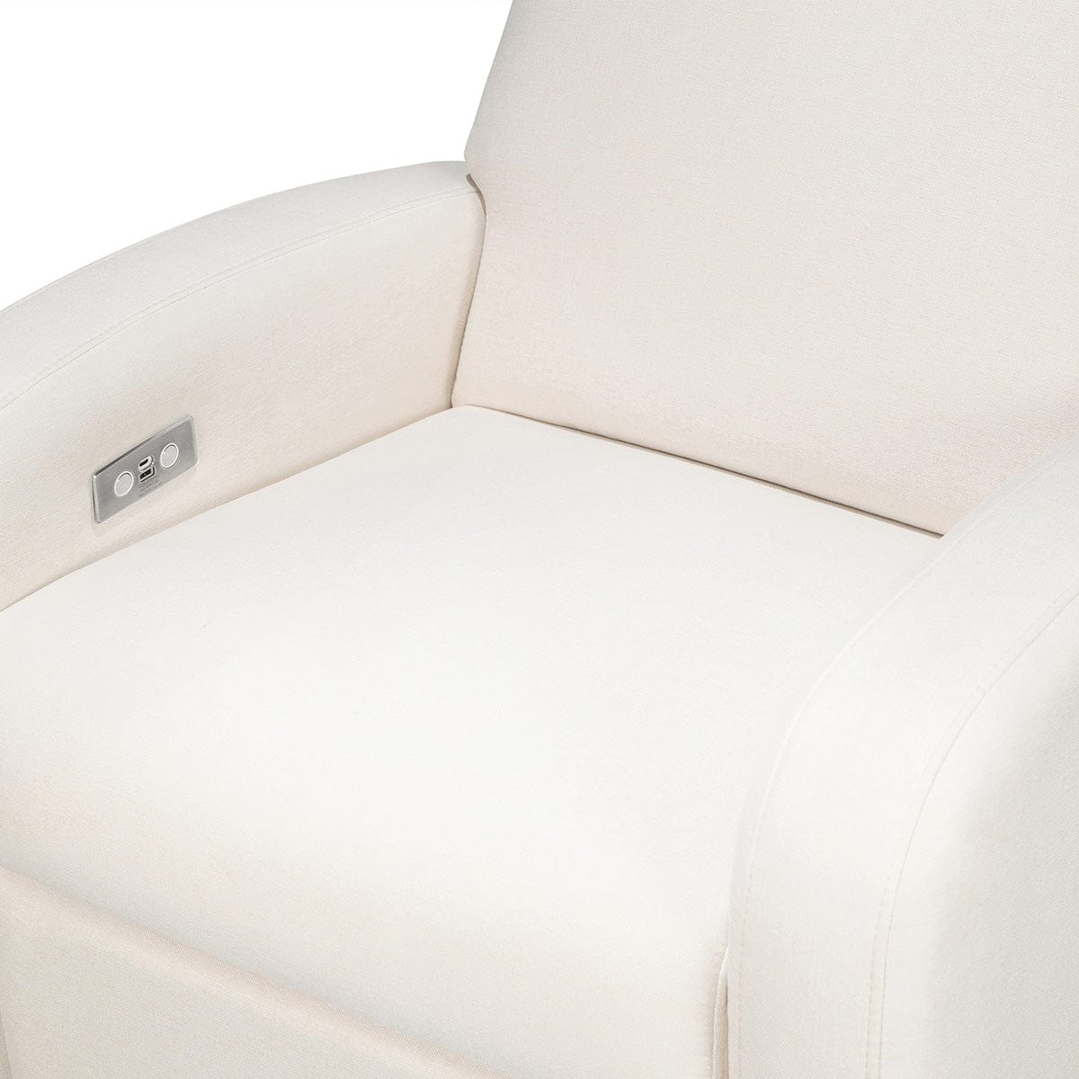 Babyletto Nami Electronic Swivel Glider Recliner w/ USB - Performance Cream Eco-Weave w/ Light Wood Base - M23188PCMEWLB