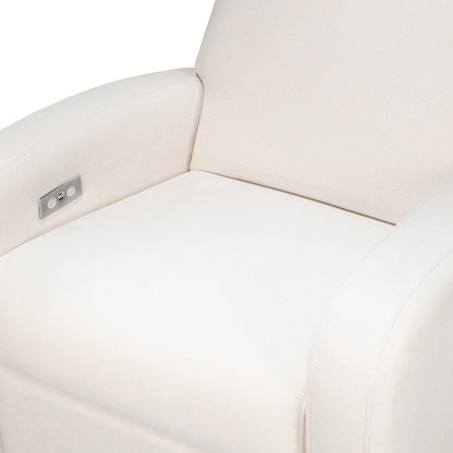 Babyletto Nami Electronic Swivel Glider Recliner w/ USB - Performance Cream Eco-Weave w/ Light Wood Base - M23188PCMEWLB