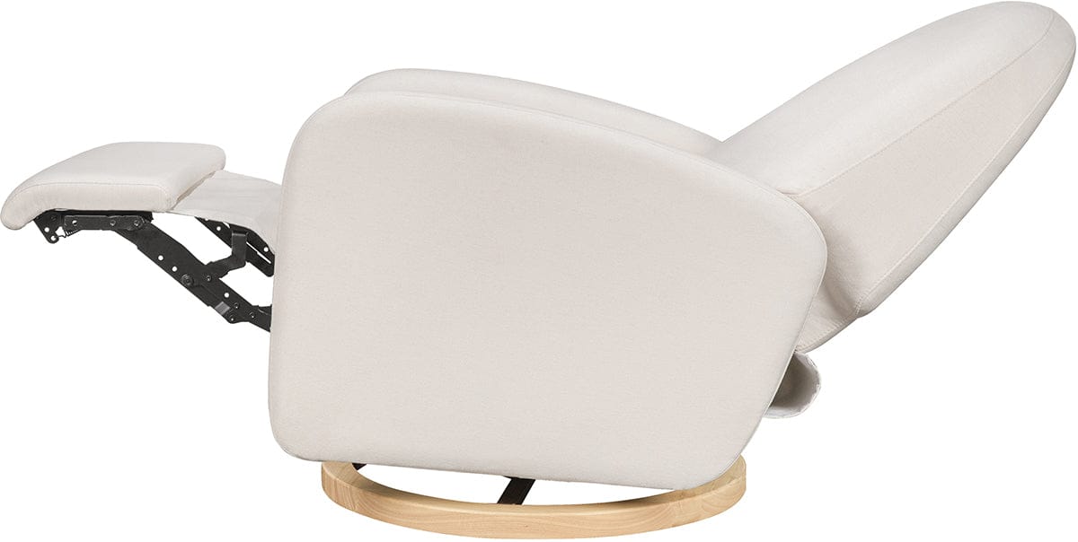 Babyletto Nami Electronic Swivel Glider Recliner w/ USB - Performance Cream Eco-Weave w/ Light Wood Base - M23188PCMEWLB