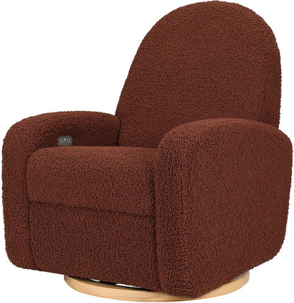 Babyletto Nami Electronic Swivel Glider Recliner w/ USB - Rouge Teddy Loop w/ Light Wood Base - M23188RTLB