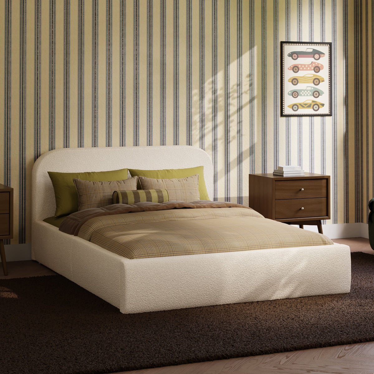 Babyletto Nara Full Floor Bed - Performance Ivory Boucle