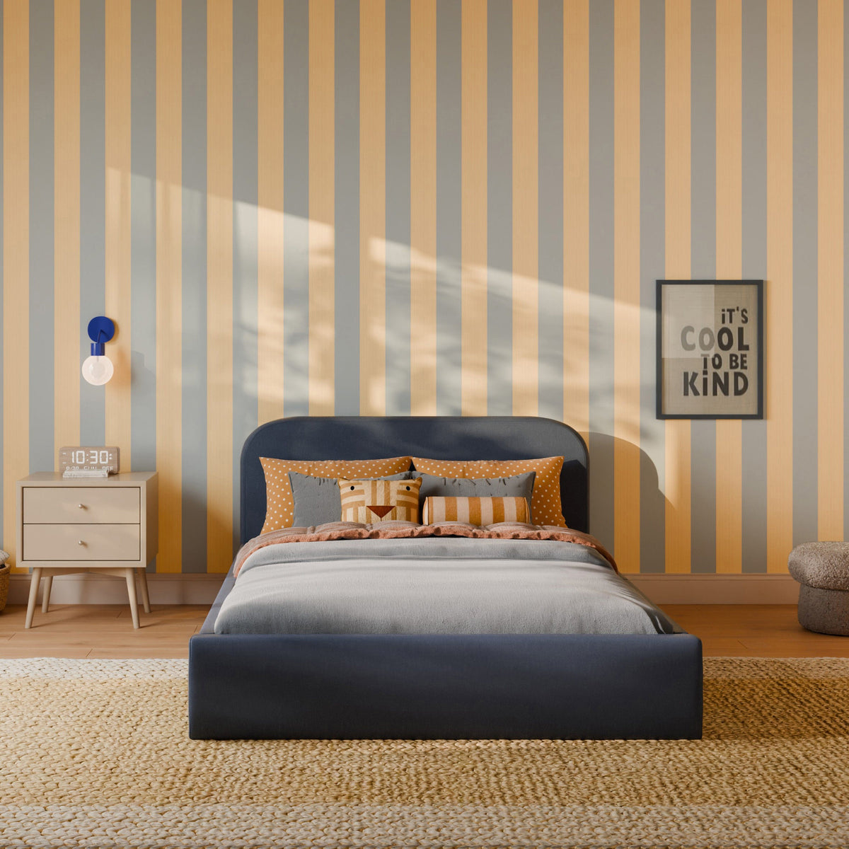 Babyletto Nara Full Floor Bed - Performance Navy Eco-Twill