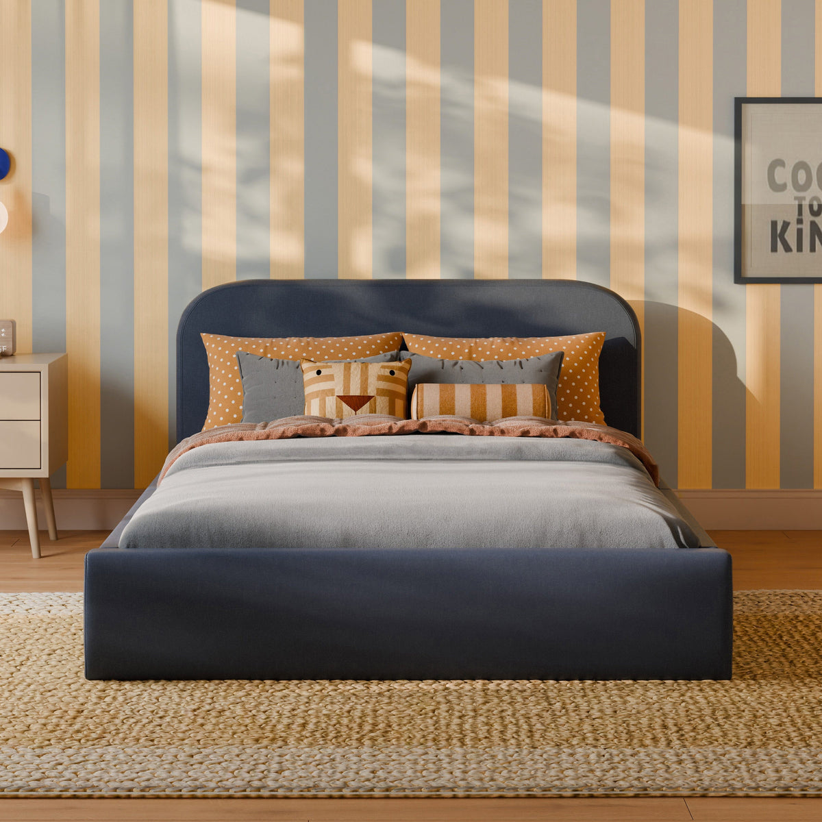Babyletto Nara Full Floor Bed - Performance Navy Eco-Twill