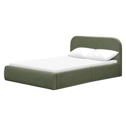 Babyletto Nara Full Floor Bed - Performance Olive Boucle